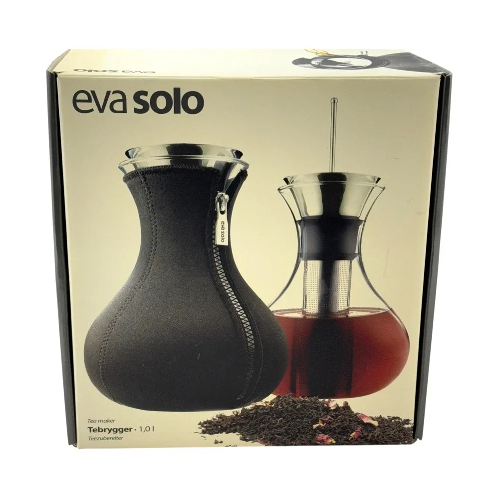 Eva Solo Tea Maker Glass Black Neoprene Cover 1.0L in Box Unused Scandinavian